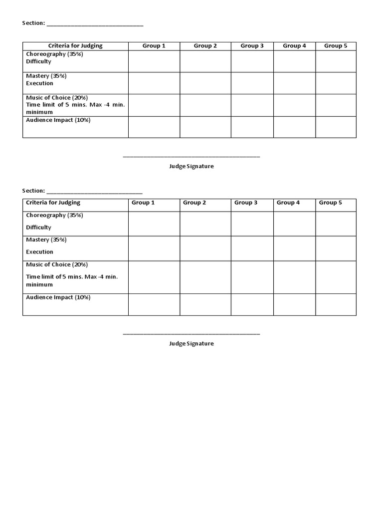 Dance Competition Judging Criteria | PDF | Teaching Methods & Materials