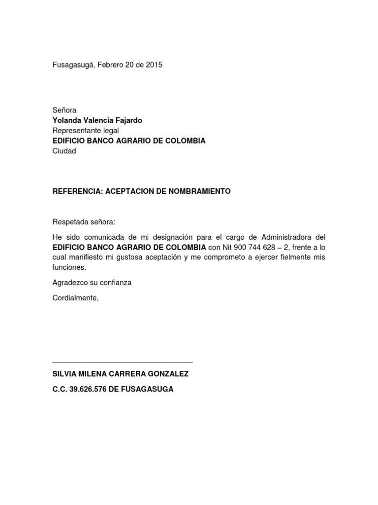 Carta Aceptacion de Cargo PDF