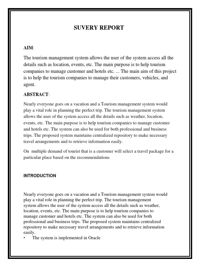 Report | PDF | Databases | Tourism