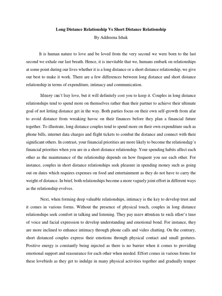 Long Distance Relationship Vs Short Distance Relationship PDF