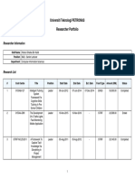 Universiti Teknologi PETRONAS Researcher Portfolio