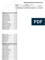 Input Data Sheet For E-Class Record: Region Division School Name School Id