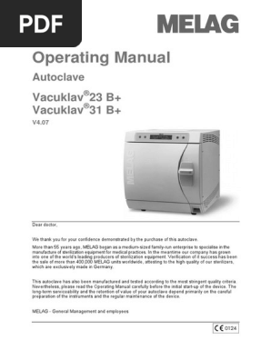 Vacuklav 31b Manual Pdf Sterilization Microbiology Steam