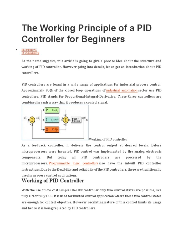 The Working Principle of A PID Controller For Beginners | PDF | Control ...
