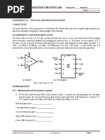 Integrated Circuits Lab: Experiment #3 Low Pass and High Pass Filters I Objectives