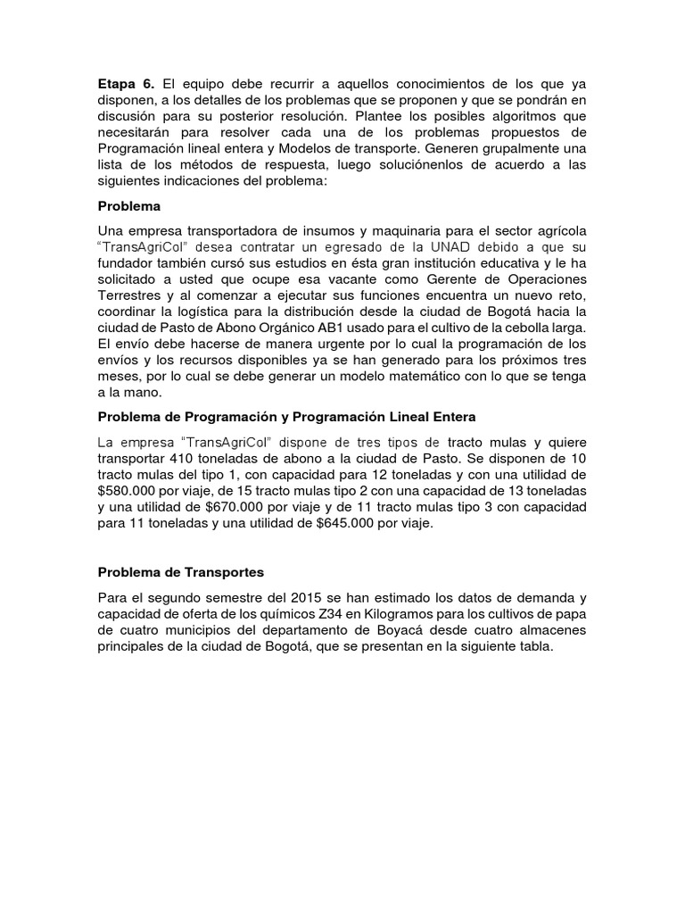 Modelos de Transporte y Programación Lineal | PDF | Programación lineal ...