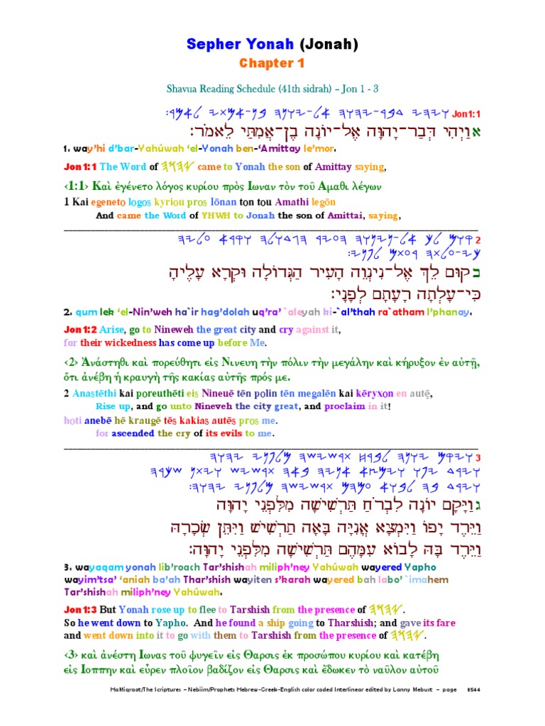 19 The Scriptures. Old Testament. Hebrew-Greek-English Color Coded ...
