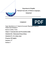 Department of English National University of Modern Languages, Islamabad