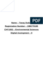 Name - Tanay Dubey Registration Number - 19BCT0185 CHY1002 - Environmental Sciences Digital Assingment - II
