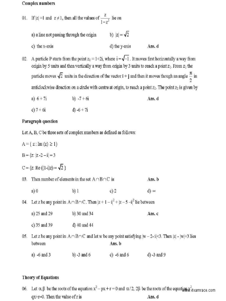 JEE Mains Maths TopicWise Questions | PDF | Trigonometric Functions | Sine