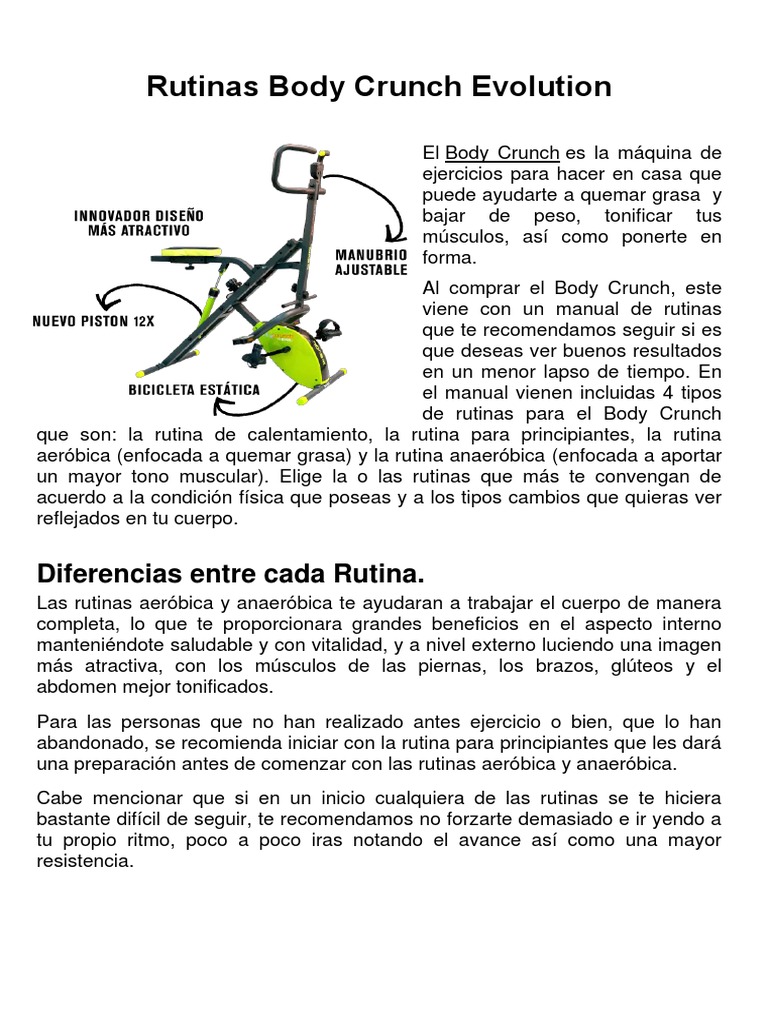 Rutinas Body Crunch Evolution PDF | PDF | Deportes | Ocio