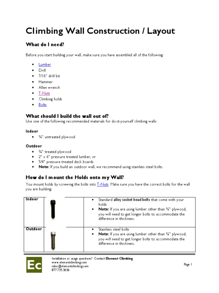 CL Imbing Wall Construction / Layout What Do I Need? PDF Screw