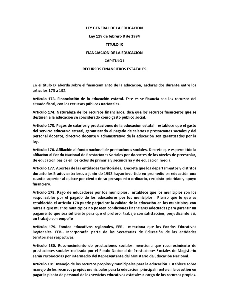 Ley General de La Educacion - Curriculo | PDF | Organización sin ánimo ...