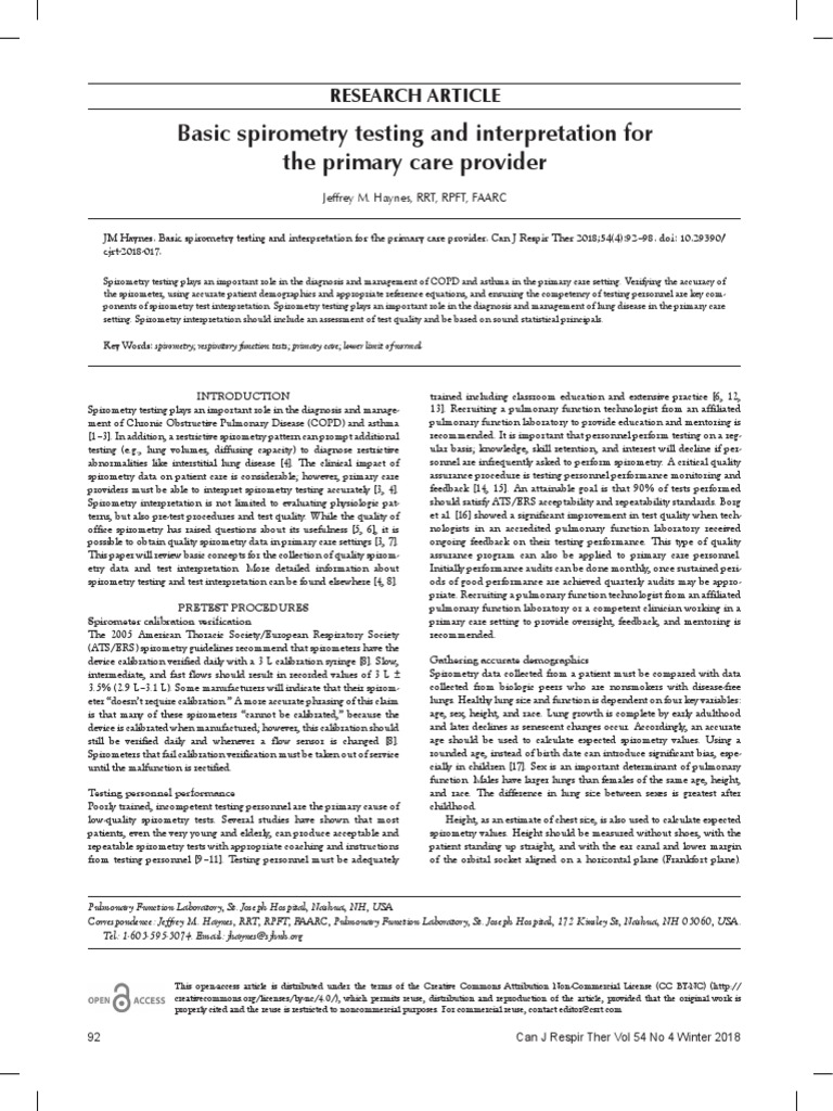 01 Journal Basic Spirometry Testing and Interpretation For The