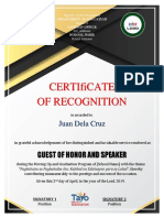 Certificate of Recognition For Guest of Honor and Speaker Template 3