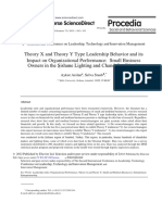 Theory X and Theory Y Type Leadership Behavior and Its Impact On Organizational Performance: Small Business