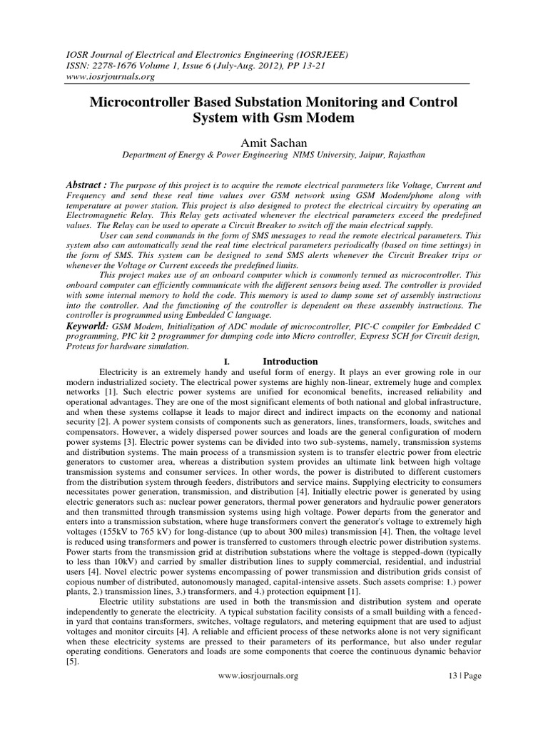 Microcontroller Based Substation Monitor PDF | PDF | Electric Power ...