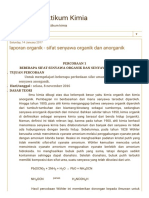 Laporan Praktikum Kimia: Laporan Organik - Sifat Senyawa Organik Dan Anorganik