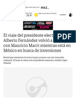 Alberto Fernández Volvió A Hablar Con Mauricio Macri Mientras Está en México en Busca de Inversiones - 02-11-2019 - Clarí