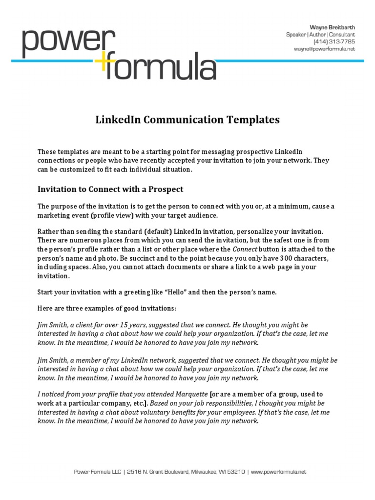 Linkedin Comunication Templates | PDF | Linked In | Hyperlink