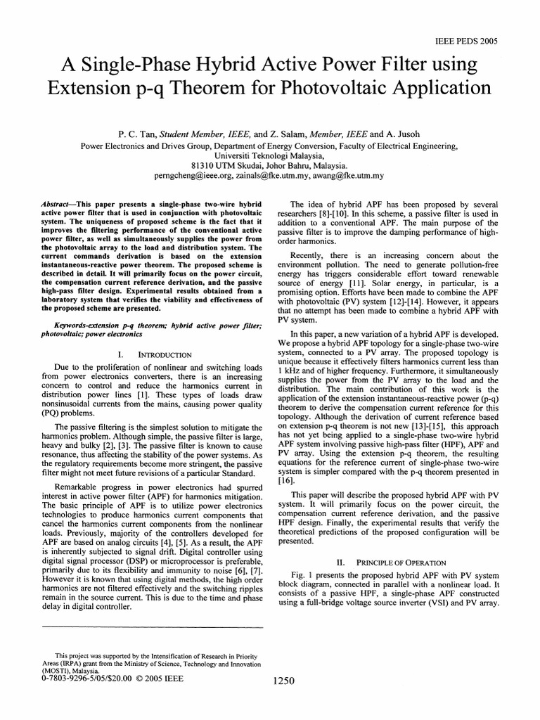 A Single-Phase Hybrid Active Power Filter | PDF | Power Electronics ...