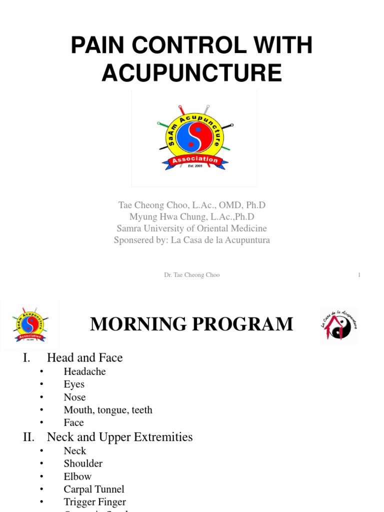 Pain Control With Acupuncture - Class 1 | PDF | Symptoms And Signs ...