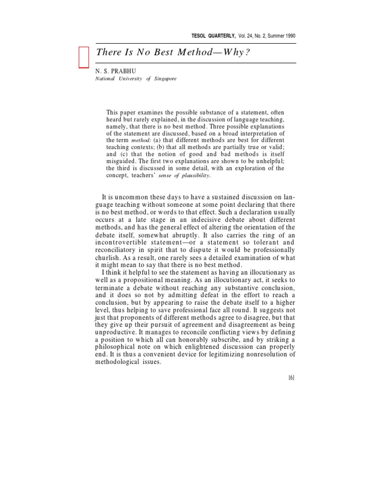 No Best Method in Language Teaching | PDF | Truth | Teachers