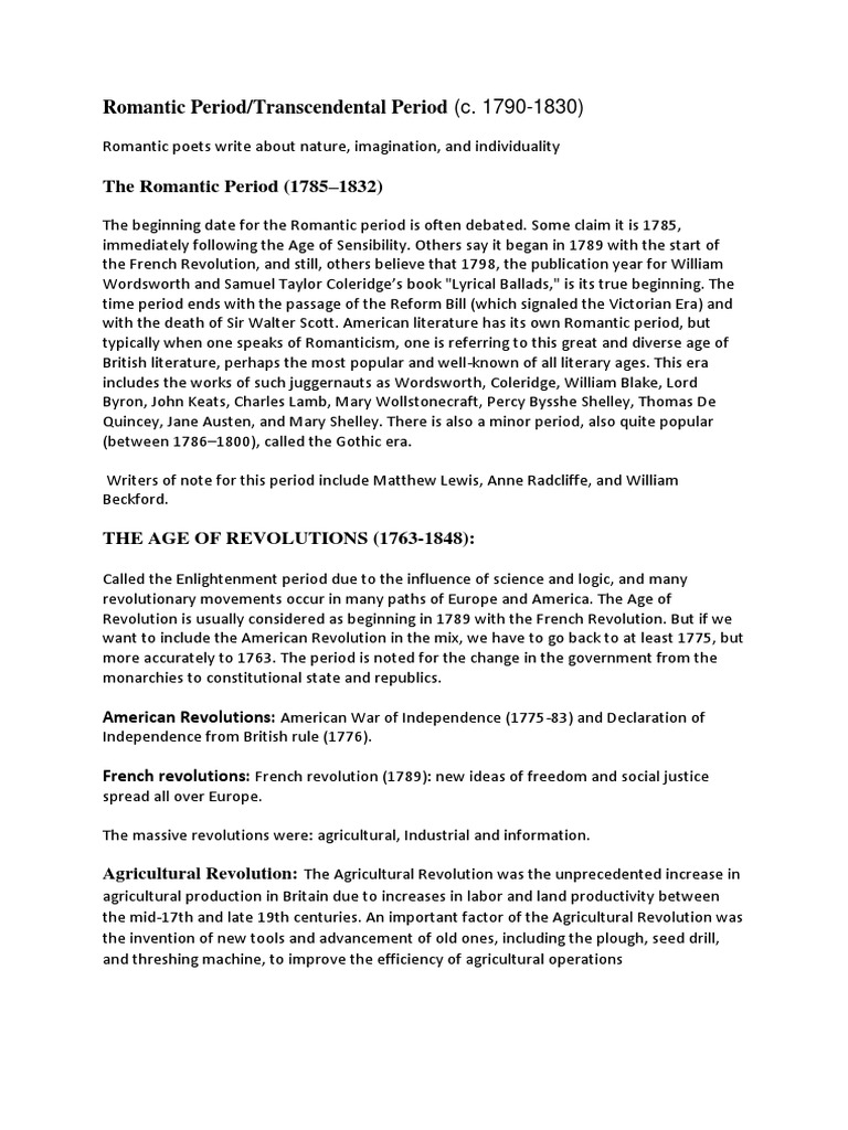 Romanticism and Revolutions Overview | PDF | Romanticism | Poetry
