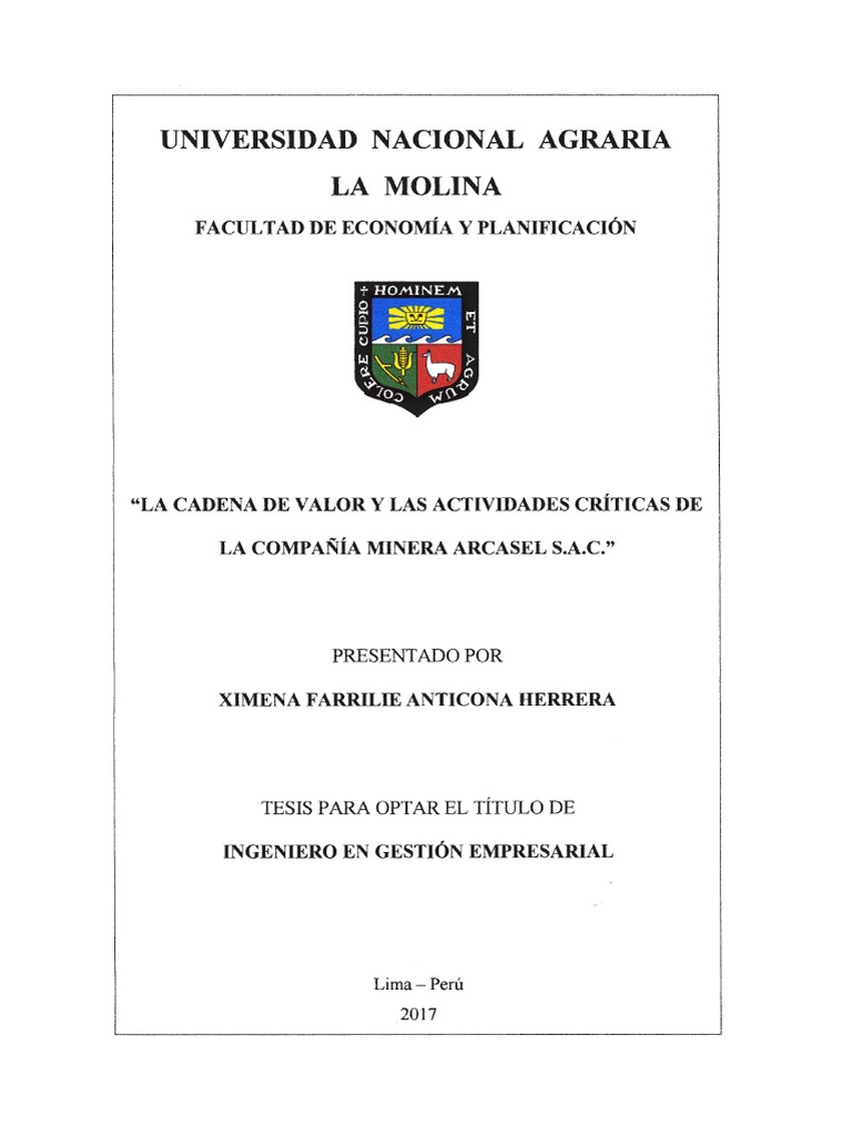 La Cadena de Valor y Las Actividades Críticas de La Compañía Minera ...
