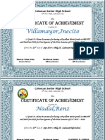 Caloocan High School Achievement Certificates