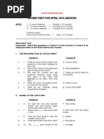 Review Test For April 2018 Lessons: Teacher's Guide (Answer Key)