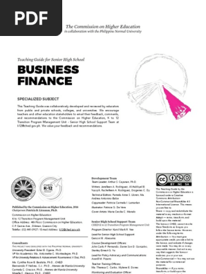 Business Finance Pdf Investing Curriculum