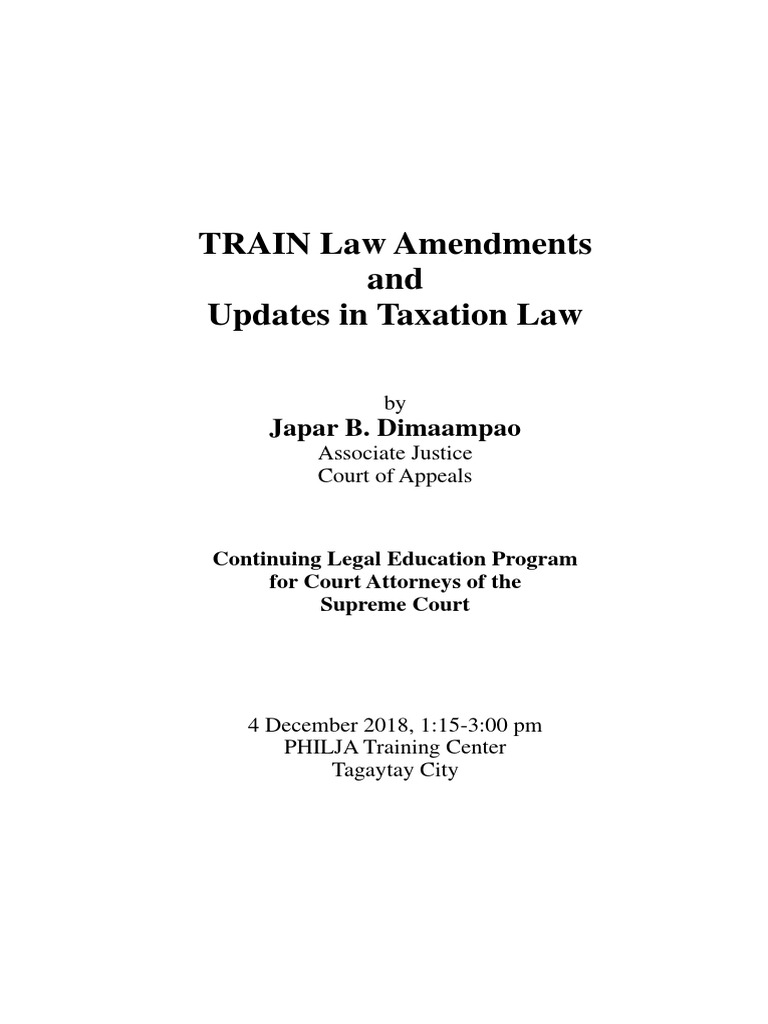 JBDimaampao - Train Law and Tax Updates | PDF | Withholding Tax | Taxes