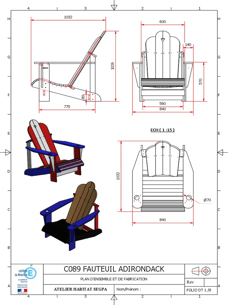 Plan Adirondack En Cm