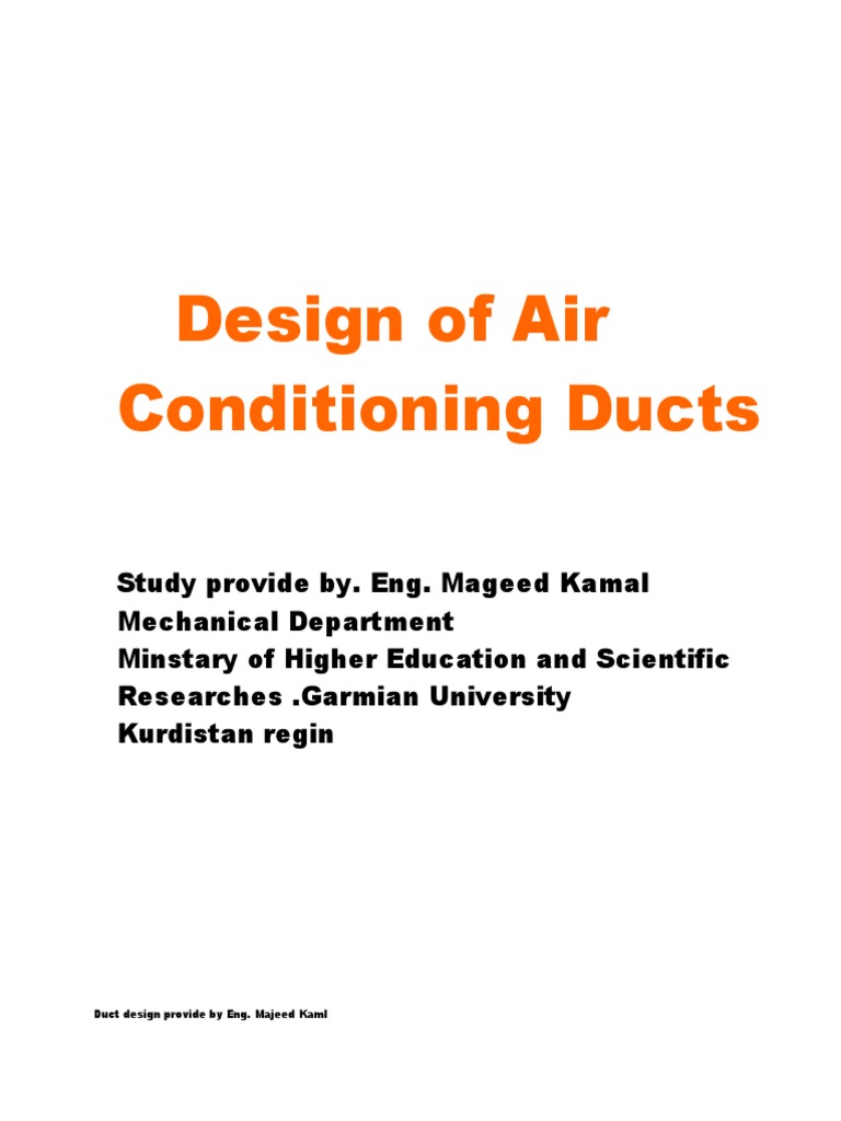 Air Conditioning Duct Design Principles | PDF | Duct (Flow) | Hvac