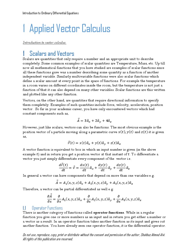 Vector Calculus & Differential Equations | PDF | Euclidean Vector ...