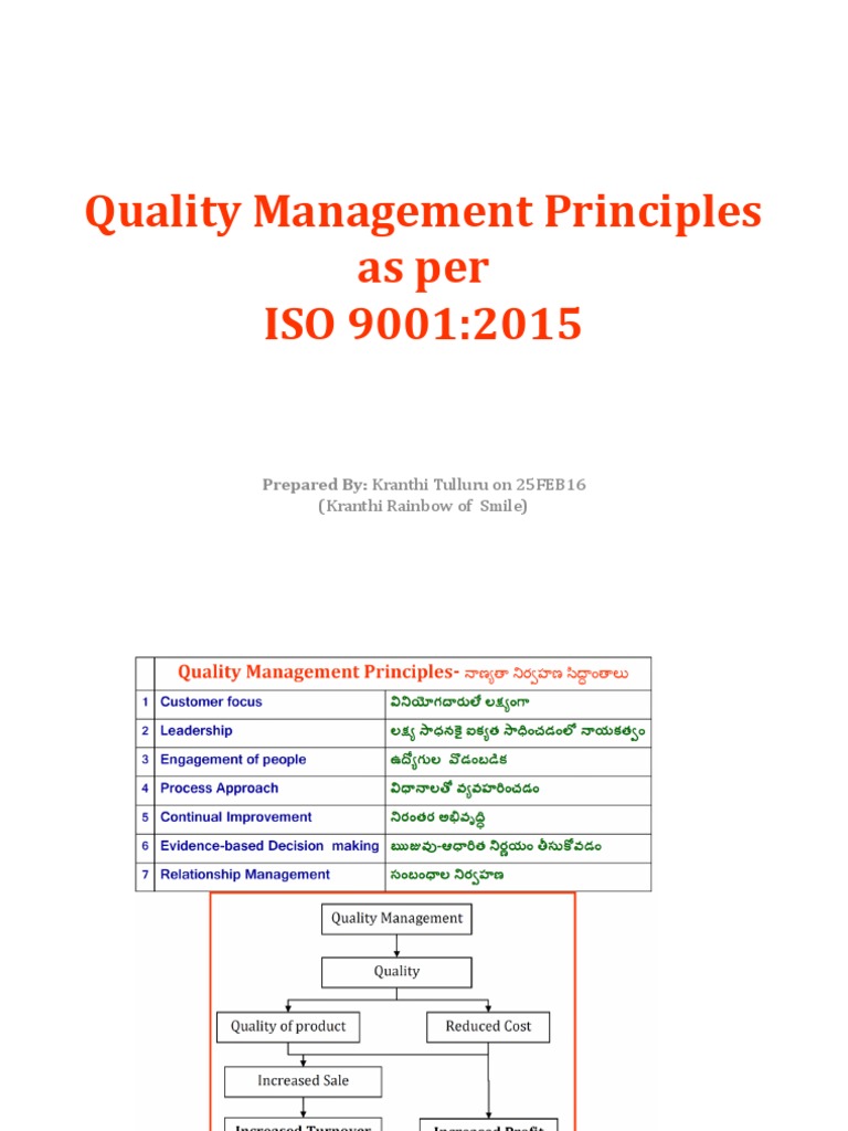 ISO 9001:2015 Quality Principles Overview | PDF | Quality Management ...