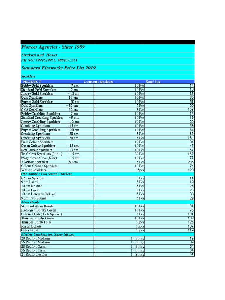 Standard Price List 2019 PDF PDF Nature