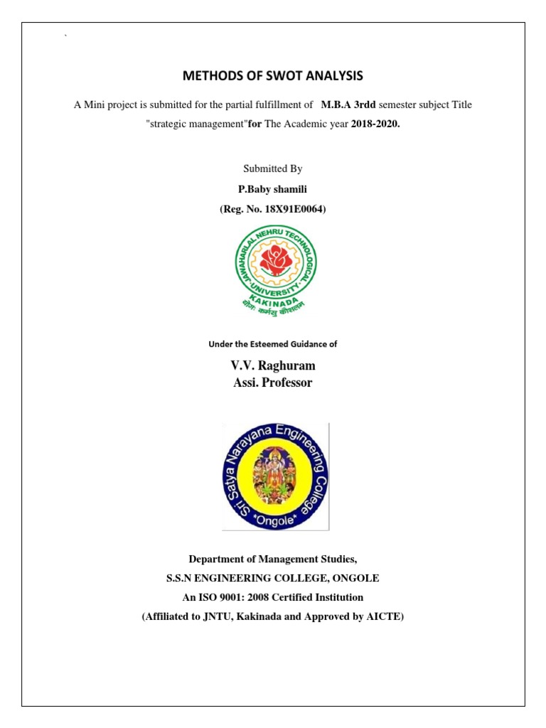 Methods of SWOT Analysis in MBA | PDF