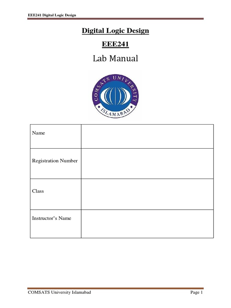 LAB MANUAL EEE241 Digital Logic Design PDF | PDF | Logic Gate | Digital ...