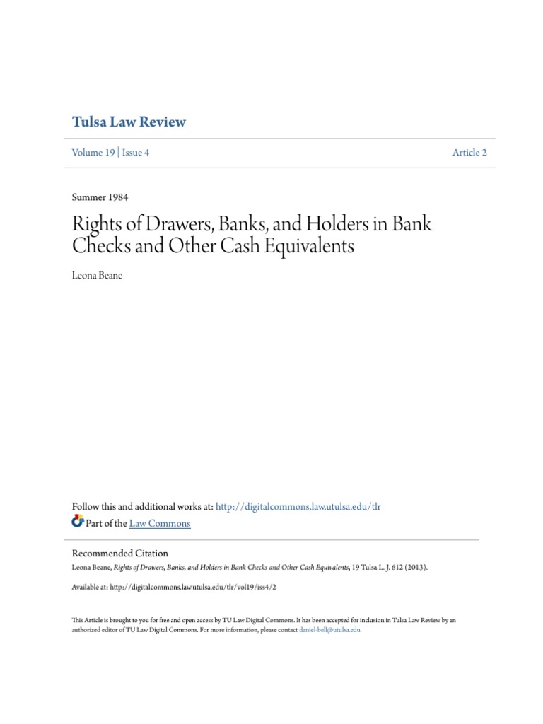 Rights of Bank Check Holders | PDF | Cashier's Check | Cheque