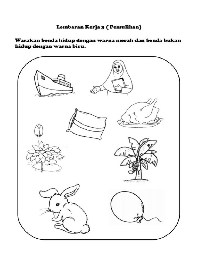 Lembaran Kerja Sains Tahun 1 Warnakan Benda Hidup Pdf
