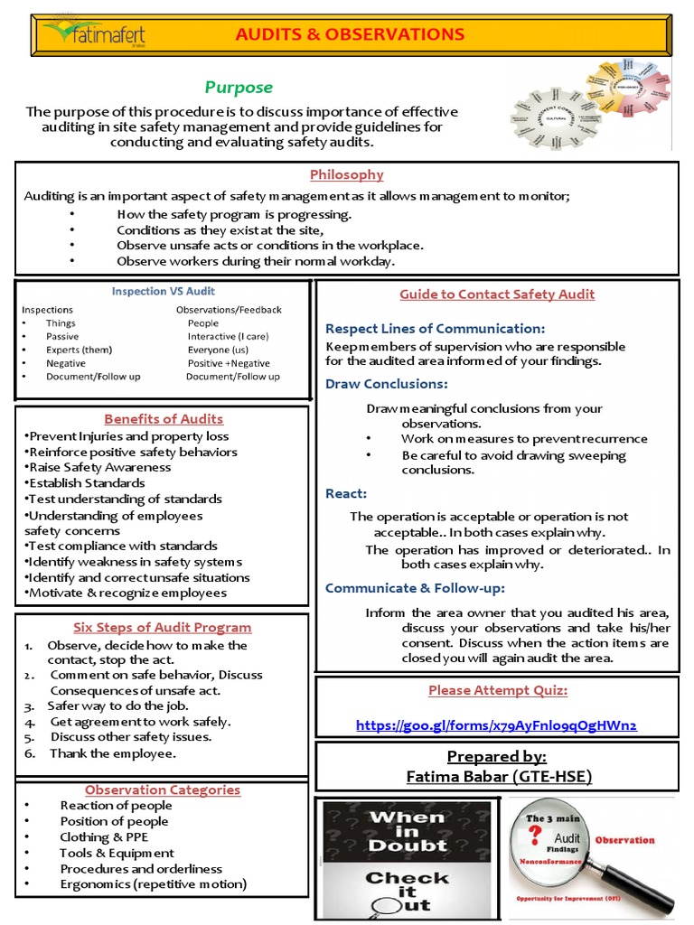 Audits Observations REV 01 PDF PDF Safety Audit