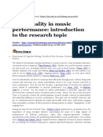 Gingras, Brun0 - EDITORIAL ARTICLE, Individuality Ini Music Performance - Introduction to the Research Topic