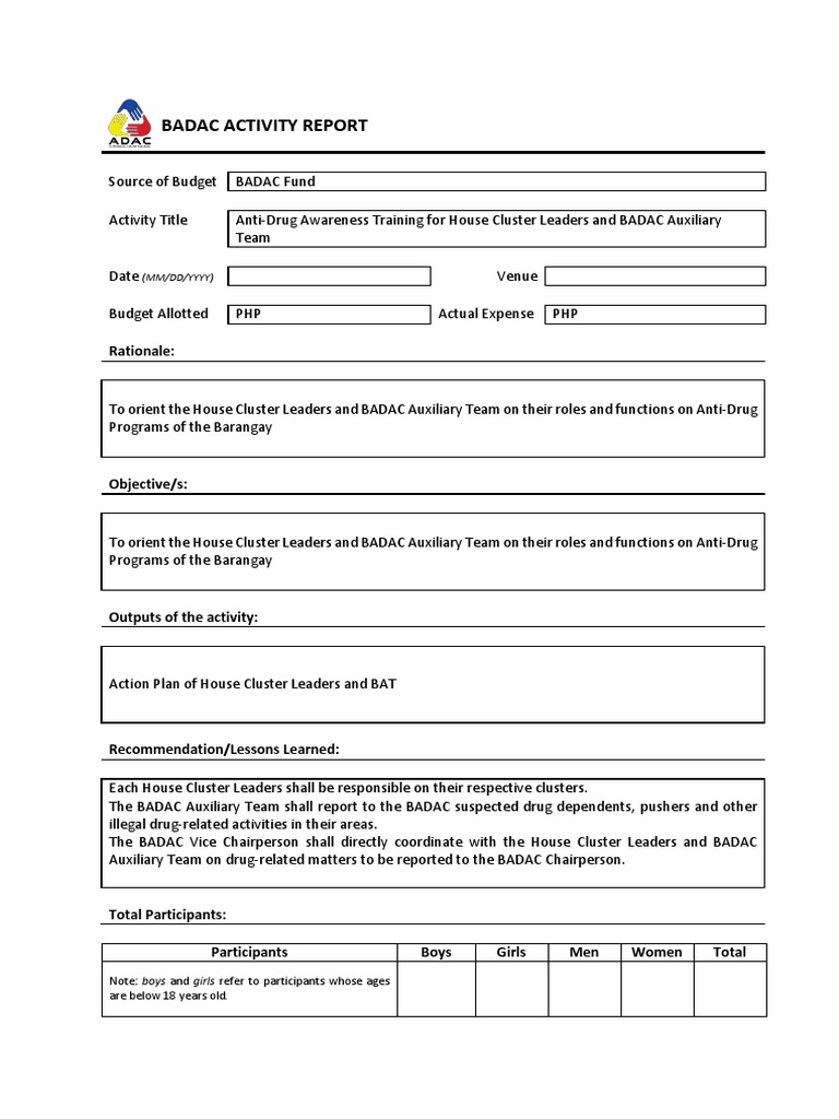 BADAC FORM Activity Report PDF