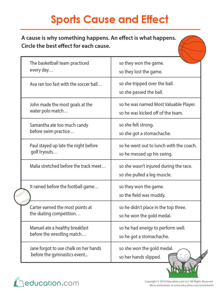 Sports Cause and Effect PDF