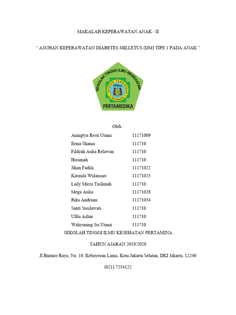 Askep Dm Tipe 1 Pada Anak