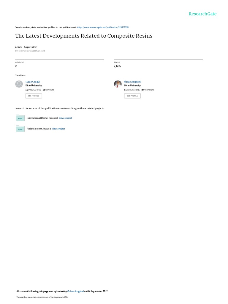 3 Suzan Cangul The Latestdevelopments Related To Composite Resins | PDF ...