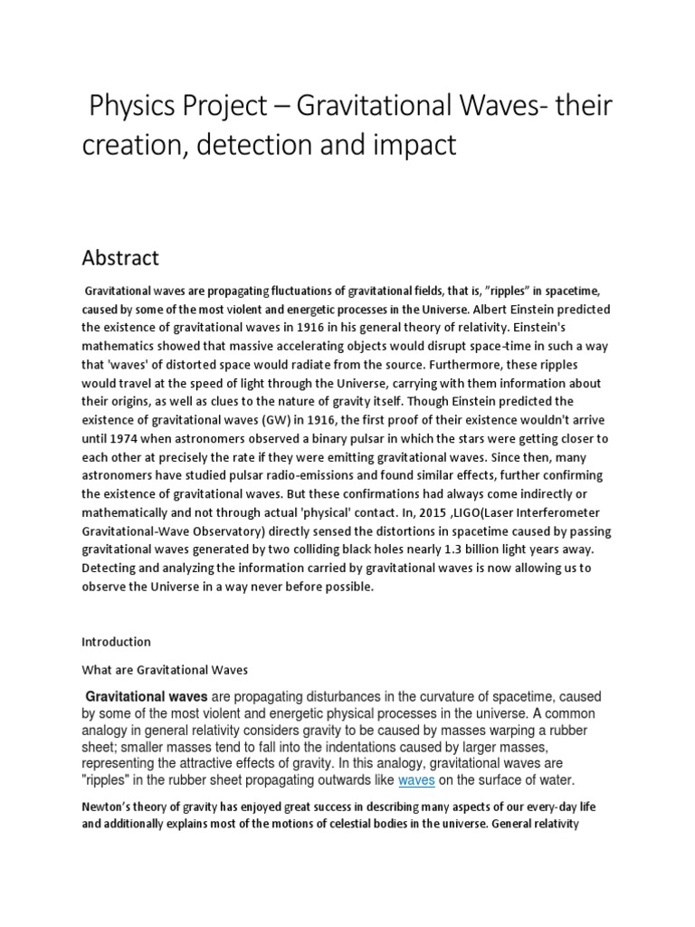 Physics Project - Gravitational Waves-Their Creation, Detection and ...