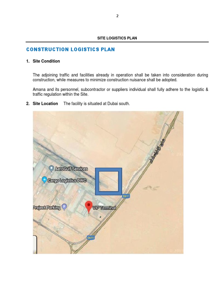 Construction Site Logistics Plan UAE | PDF | Logistics | Drinking Water